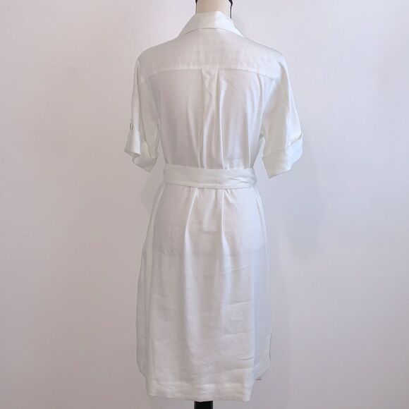 Soft Surroundings Fontana White Linen Button Front Utility Shirtdress Sz S - Picture 6 of 9